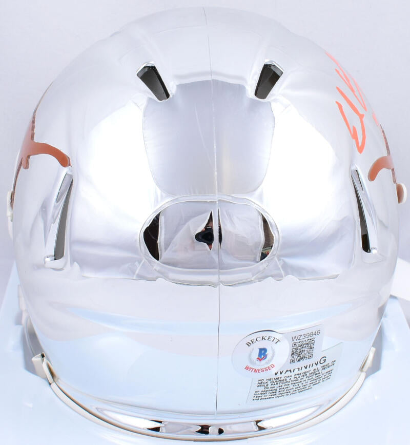 Earl Campbell Autographed Texas Longhorns Chrome Speed Mini Helmet w/HT - Beckett W Hologram *Orange Image 3