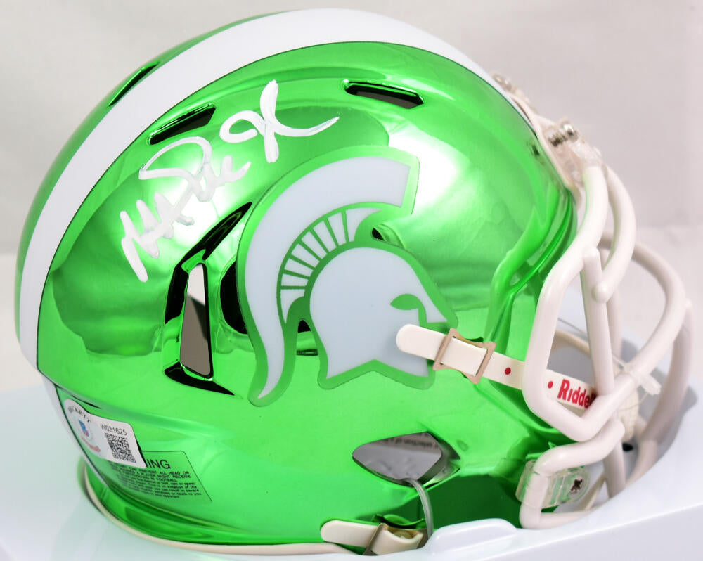 Magic Johnson Autographed Michigan State Spartans Chrome Speed Mini Helmet - Beckett W Hologram *White Image 1