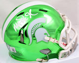 Magic Johnson Autographed Michigan State Spartans Chrome Speed Mini Helmet - Beckett W Hologram *White Image 1