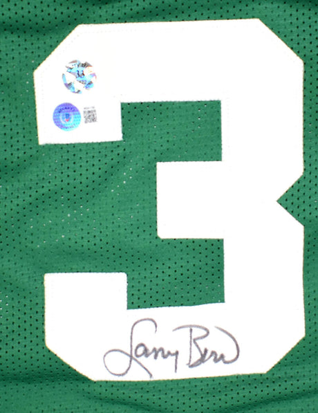 Larry Bird Autographed Green Pro Style STAT Jersey-Beckett W Hologram *Black *L8 Image 2