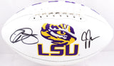 Justin Jefferson Odell Beckham Autographed LSU Logo Football-Beckett W Hologram *Black Image 1