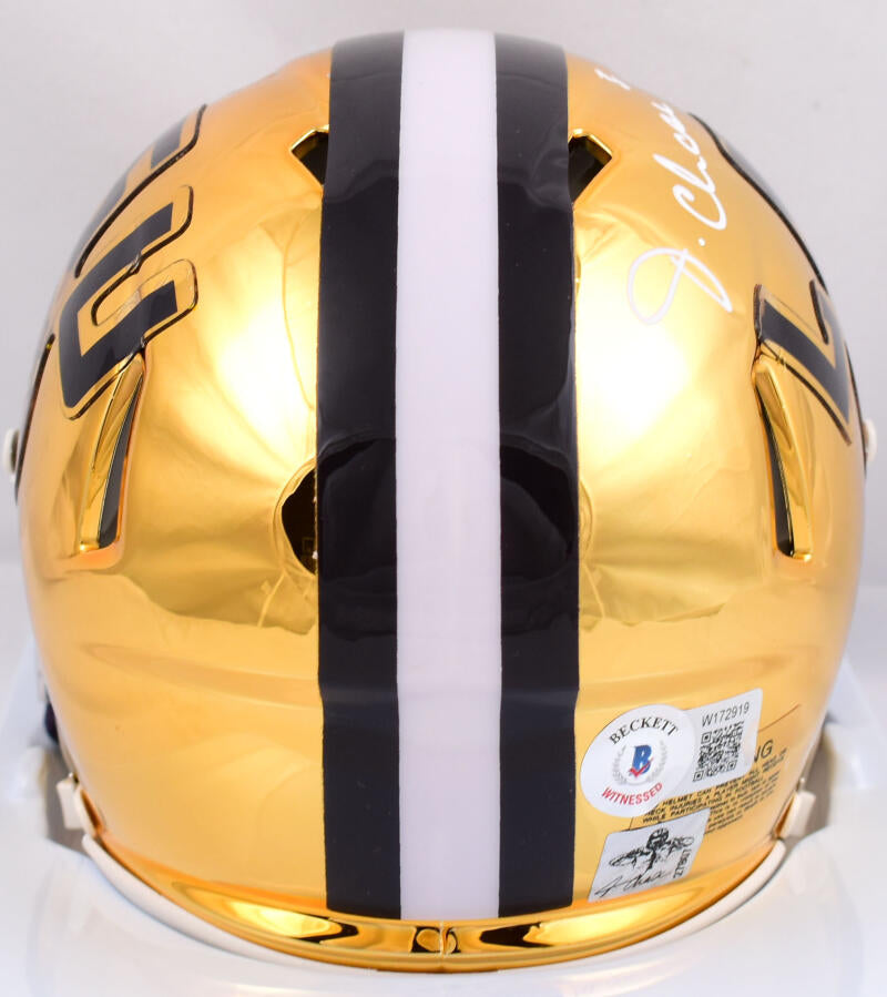 Ja'Marr Chase Autographed LSU Tigers Chrome Speed Mini Helmet-Beckett W Hologram *White Image 3