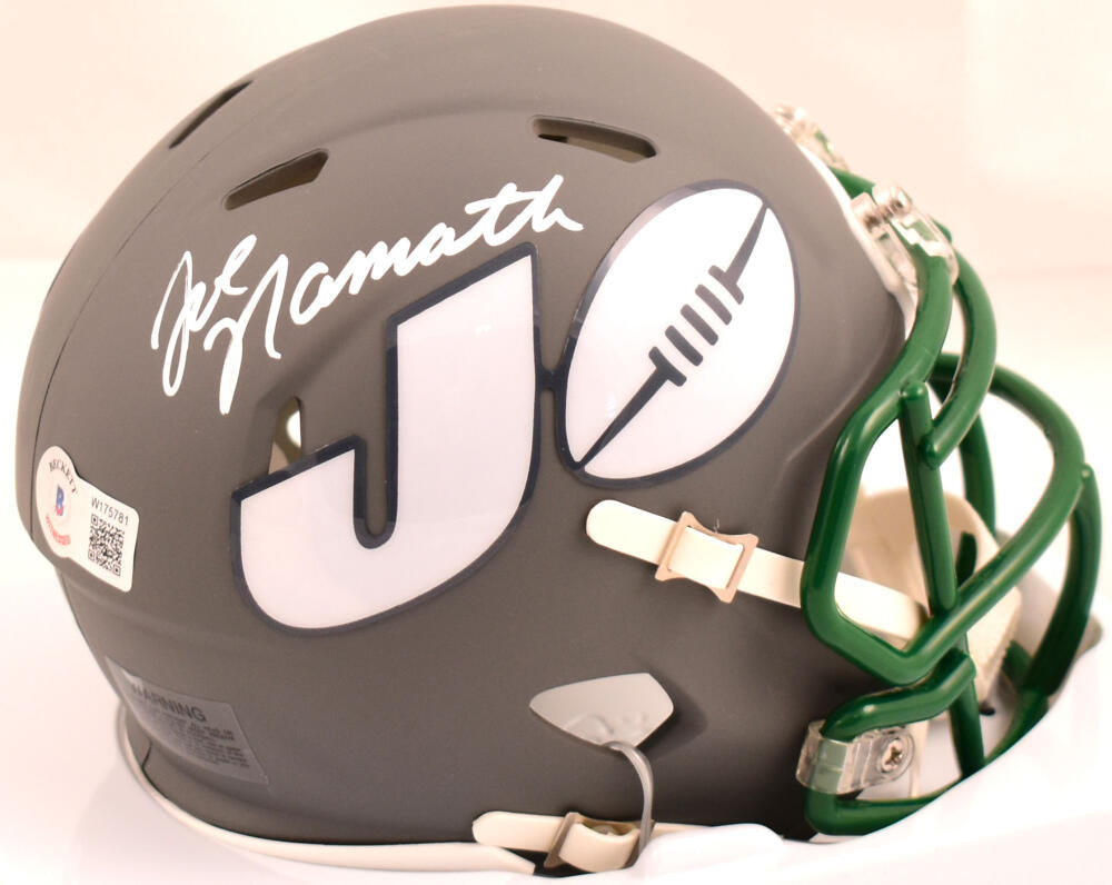 Joe Namath Autographed New York Jets Amp Speed Mini Helmet-Beckett W Hologram *White Image 1