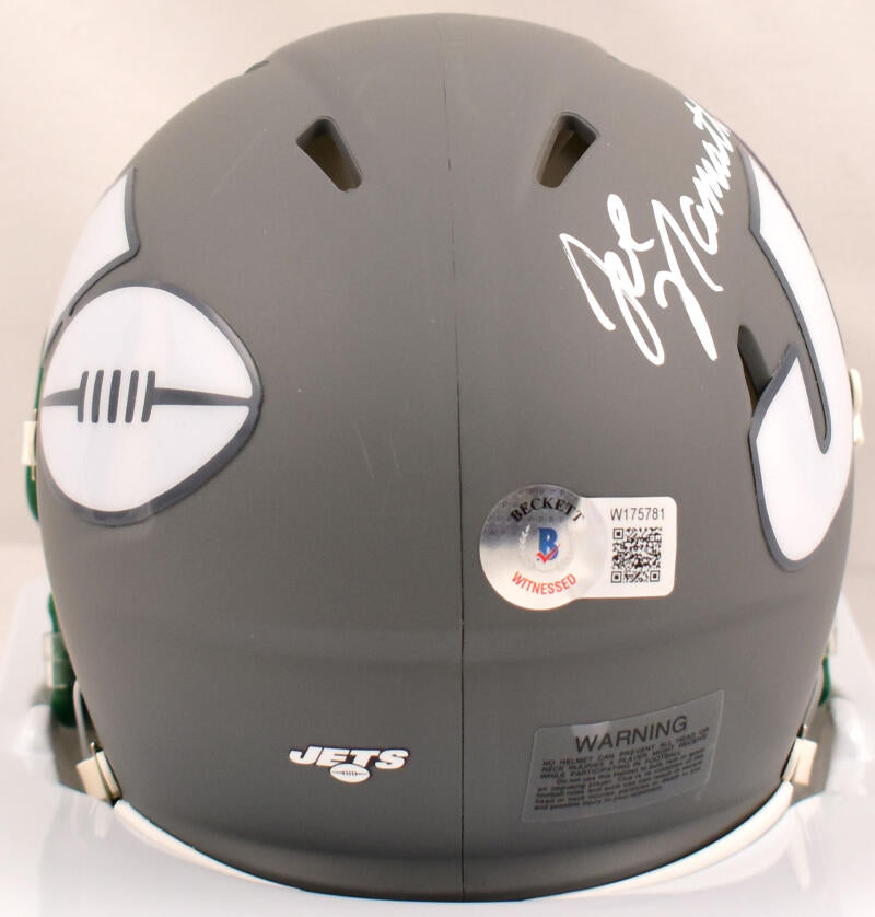 Joe Namath Autographed New York Jets Amp Speed Mini Helmet-Beckett W Hologram *White Image 3