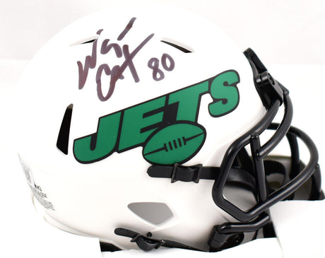 Wayne Chrebet Autographed New York Jets Lunar Speed Mini Helmet - Beckett W Hologram *Black Image 1