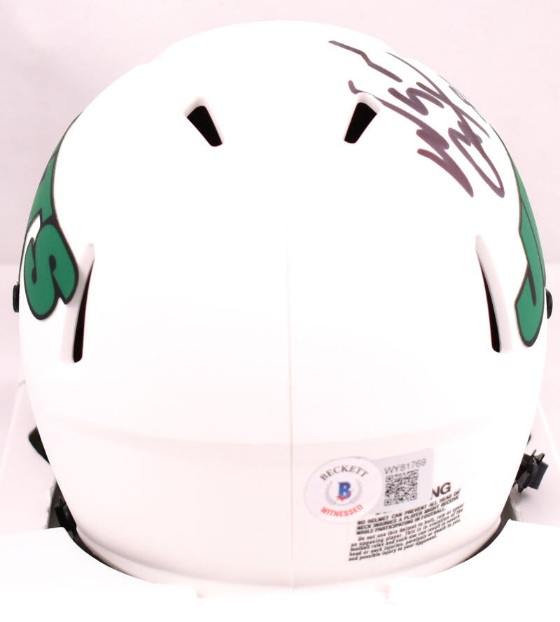 Wayne Chrebet Autographed New York Jets Lunar Speed Mini Helmet - Beckett W Hologram *Black Image 3