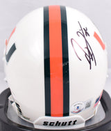 Ray Lewis Ed Reed Autographed Miami Hurricanes White Schutt Mini Helmet- Beckett W Hologram *Black Image 4