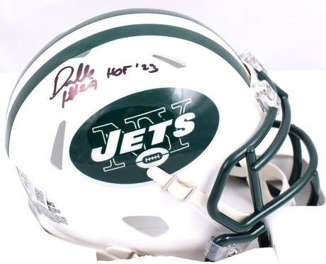 Darrelle Revis Autographed New York Jets Speed Mini Helmet w/HOF - Beckett W Hologram *Black Image 1