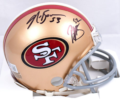 Patrick Willis Navorro Bowman Autographed San Francisco 49ers Mini Helmet-Beckett W Hologram *Black Image 1