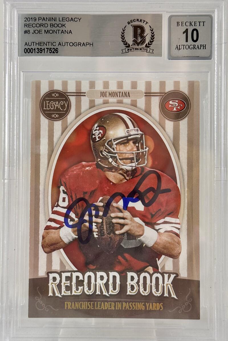 2019 Panini Legacy Record Book #8 Joe Montana Auto 49ers BAS Autograph 10  Image 1