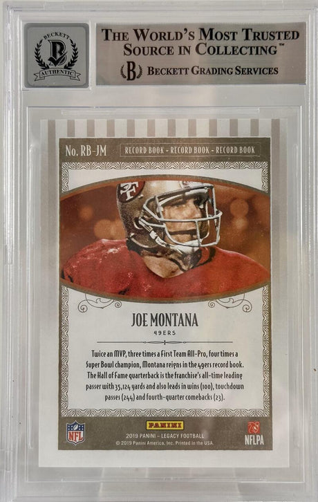 2019 Panini Legacy Record Book #8 Joe Montana Auto 49ers BAS Autograph 10  Image 2