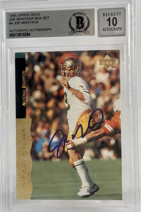 1995 Upper Deck Box Set #4 Joe Montana Auto Notre Dame BAS Autograph 10  Image 1