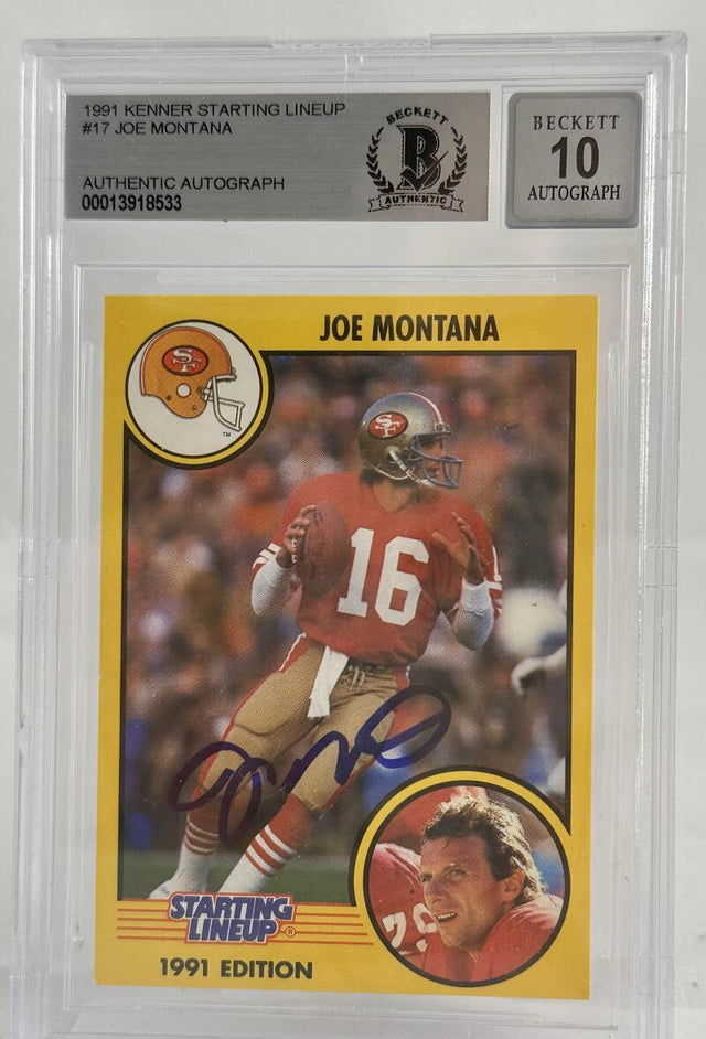 1991 Kenner Starting Lineup #17 Joe Montana Auto SF 49ers BAS Autograph 10  Image 1