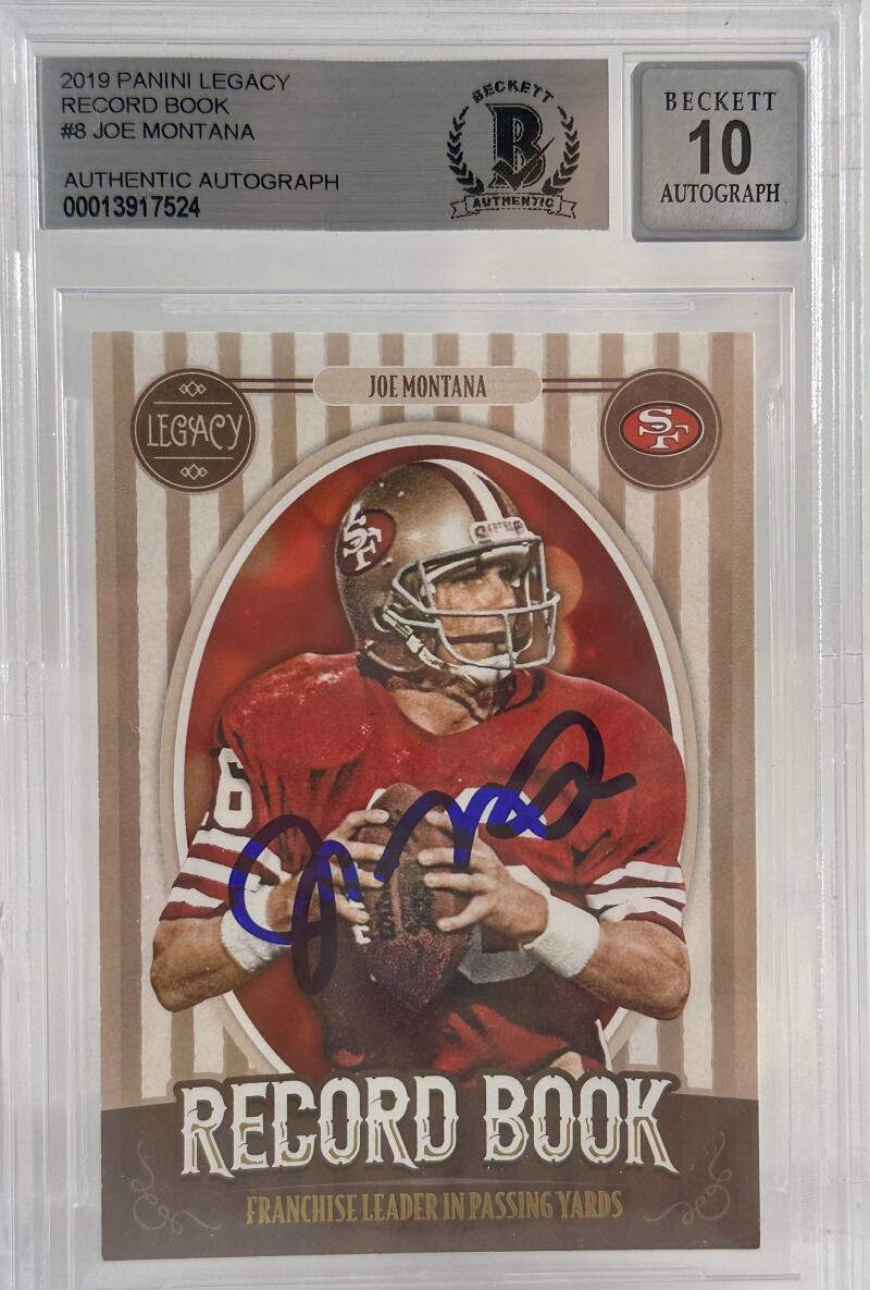 2019 Panini Legacy Record Book #8 Joe Montana Auto SF 49ers BAS Autograph 10  Image 1