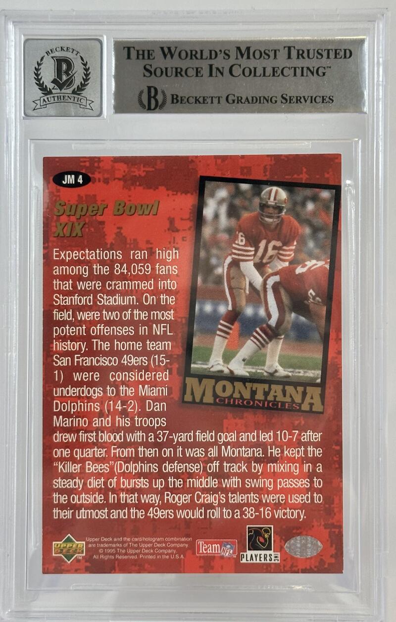 1995 Collector's Choice Joe Montana Chronicles #JM4  Auto San Francisco 49ers BAS Autograph 10 Image 2