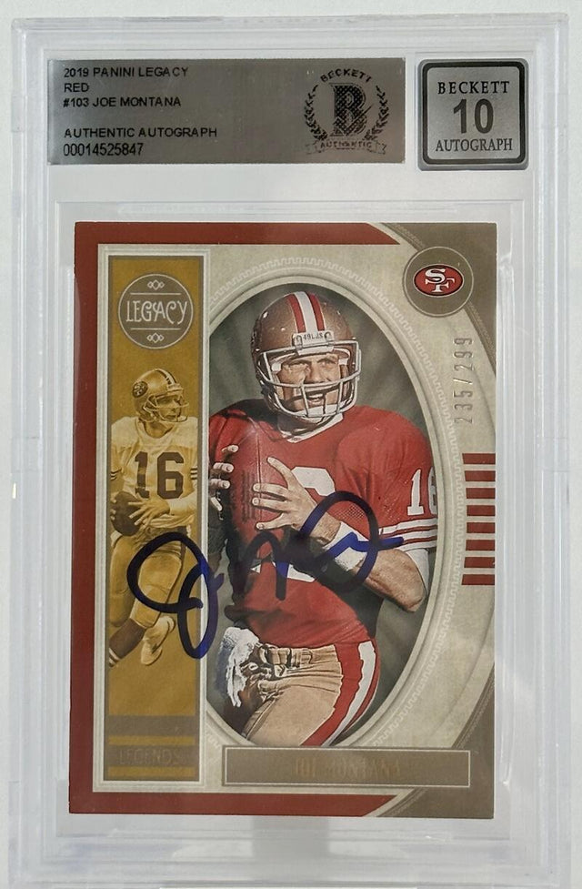 2019 Panini Legacy Red #103  Joe Montana Auto San Francisco 49ers BAS Autograph 10 Image 1