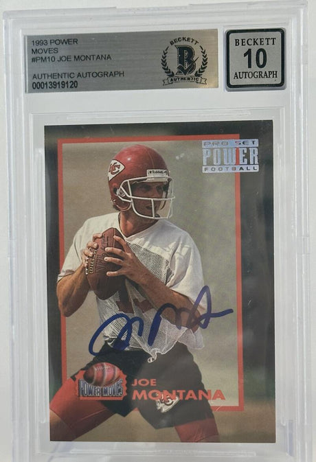 1993 Power Moves #PM10  Joe Montana Auto San Francisco 49ers BAS Autograph 10 Image 1