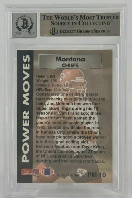 1993 Power Moves #PM10  Joe Montana Auto San Francisco 49ers BAS Autograph 10 Image 2