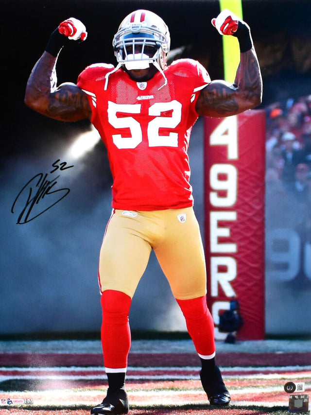 Patrick Willis Autographed San Francisco 49ers 16x20 Flexing Photo- Beckett W Hologram *Black Image 1