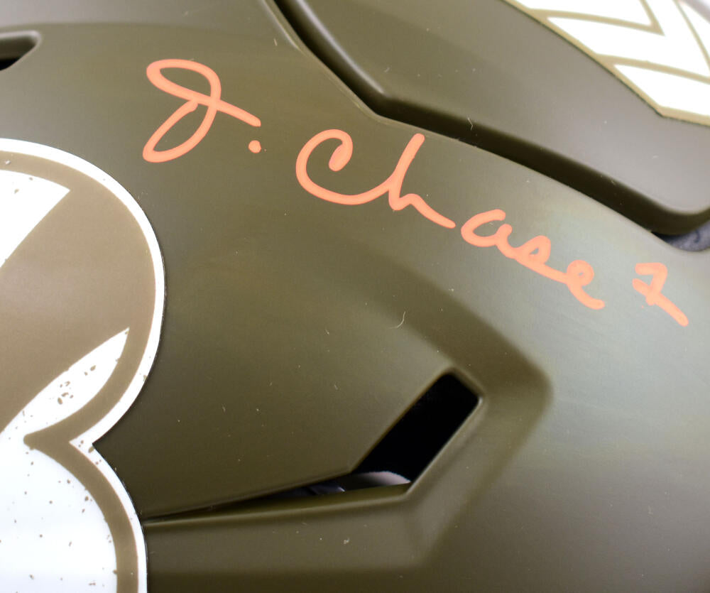 Ja'Marr Chase Autographed Cincinnati Bengals F/S Salute to Service Speed Flex- Beckett W Hologram *Orange Image 2