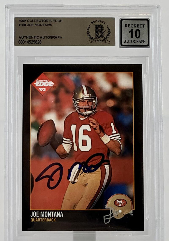 1992 Collector's Edge #250  Joe Montana Auto San Francisco 49ers BAS Autograph 10 Image 1