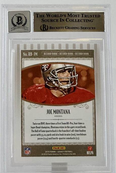 2019 Panini Legacy Record Book #8 Joe Montana Auto San Francisco 49ers BAS Autograph 10 Image 2