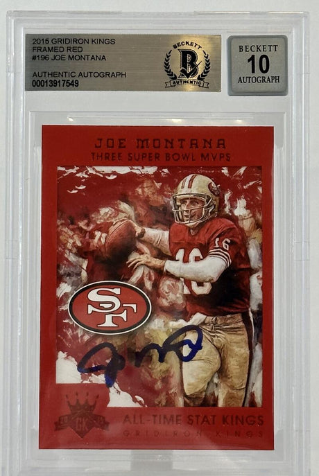 2015 Gridirons Kings Framed Red #196 Joe Montana Auto San Francisco 49ers BAS Autograph 10 Image 1