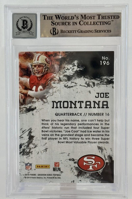 2015 Gridirons Kings Framed Red #196 Joe Montana Auto San Francisco 49ers BAS Autograph 10 Image 2