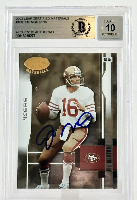 2003 Leaf Certified Materials #139  Joe Montana Auto San Francisco 49ers BAS Autograph 10 Image 1