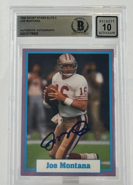 1990 Sports Stars Elite II Joe Montana Auto San Francisco 49ers BAS Autograph 10 Image 1