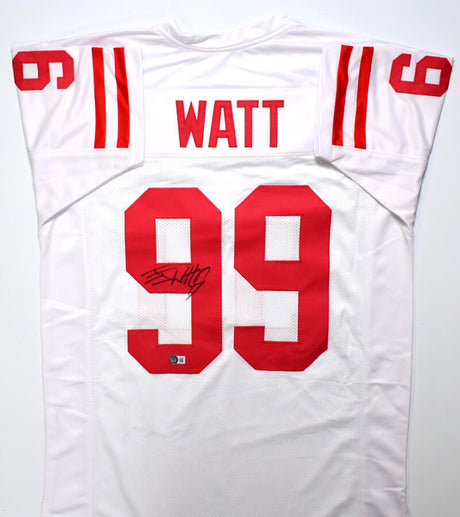 JJ Watt Autographed White College Style Jersey-Beckett W Hologram *Black Image 1