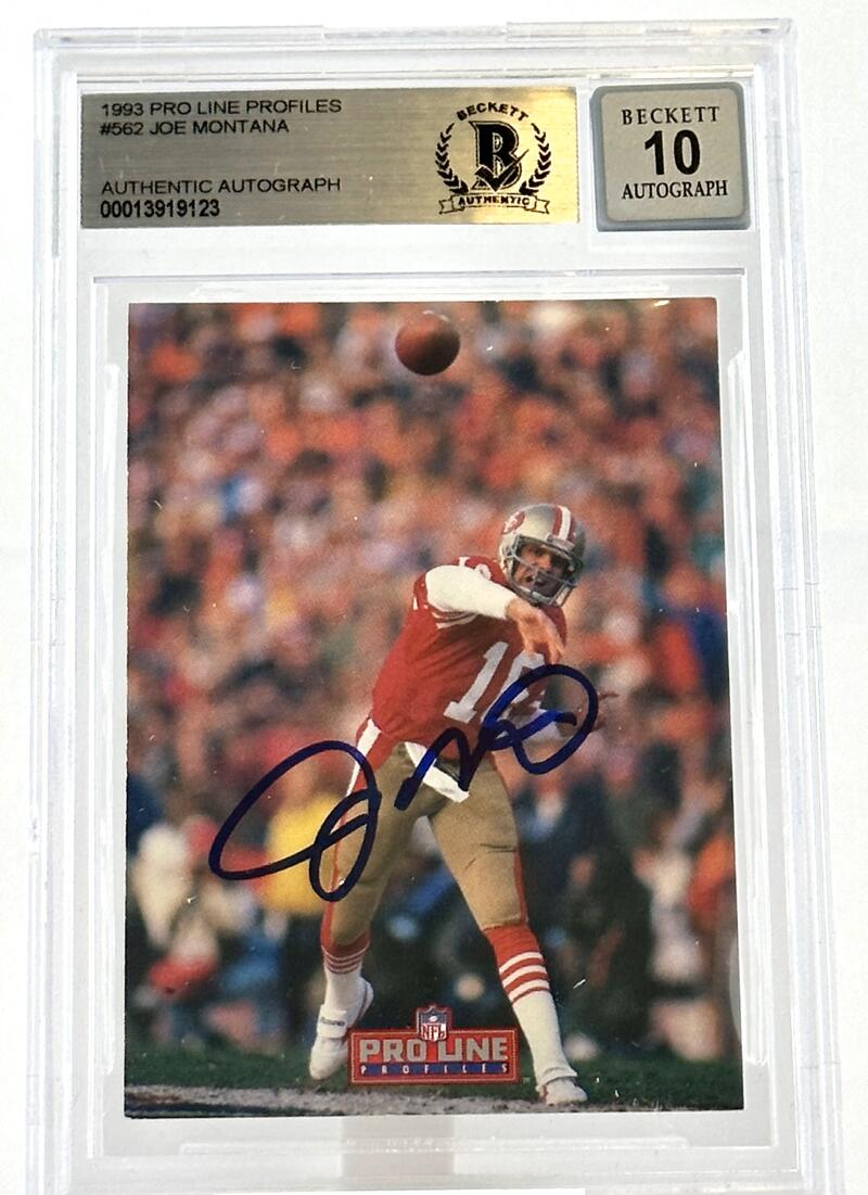 1993 Pro Line Profiles #562 Joe Montana Auto San Francisco 49ers BAS Autograph 10 Image 1