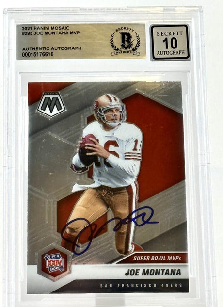 2021 Panini Mosaic #293 Super Bowl MVPs  Joe Montana Auto San Francisco 49ers BAS Autograph 10 Image 1