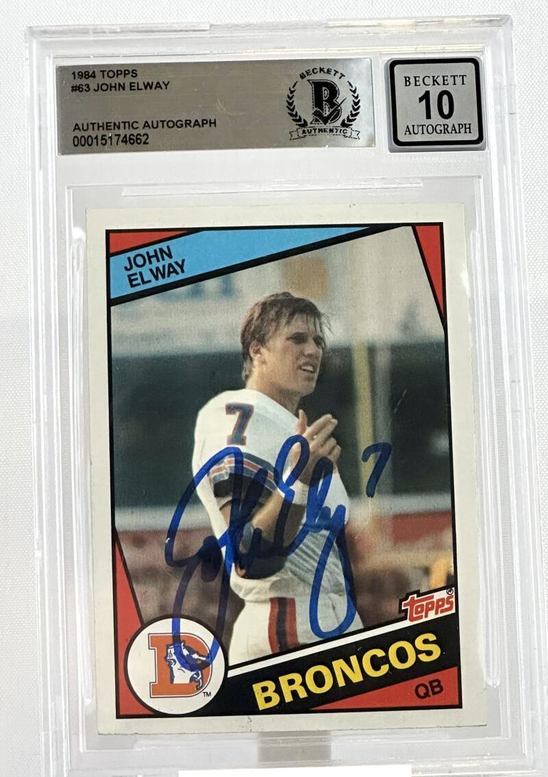 1984 Topps #63 John Elway Auto Denver Broncos BAS Autograph 10 Image 1