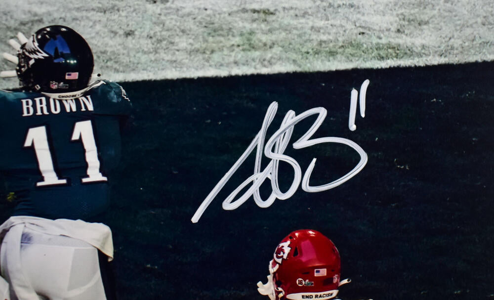 A.J. Brown Autographed Philadelphia Eagles 8x10 Super Bowl TD Photo- Beckett W Hologram *White Image 2