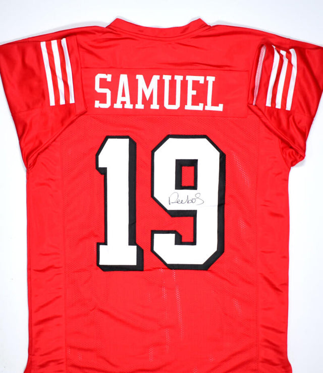 Deebo Samuel Autographed Red Shadow Pro Style Jersey- JSA *Black Image 1