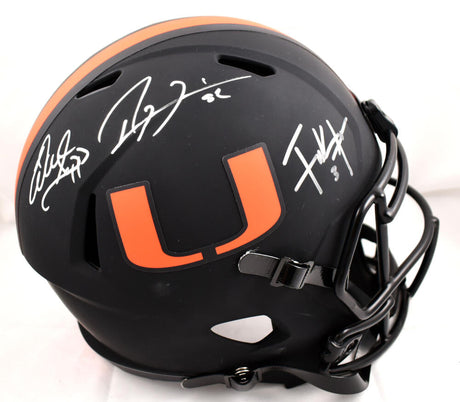 Warren Sapp Frank Gore Ray Lewis Autographed Miami Hurricanes F/S Eclipse Speed Helmet- Beckett W Hologram *Silver Image 1