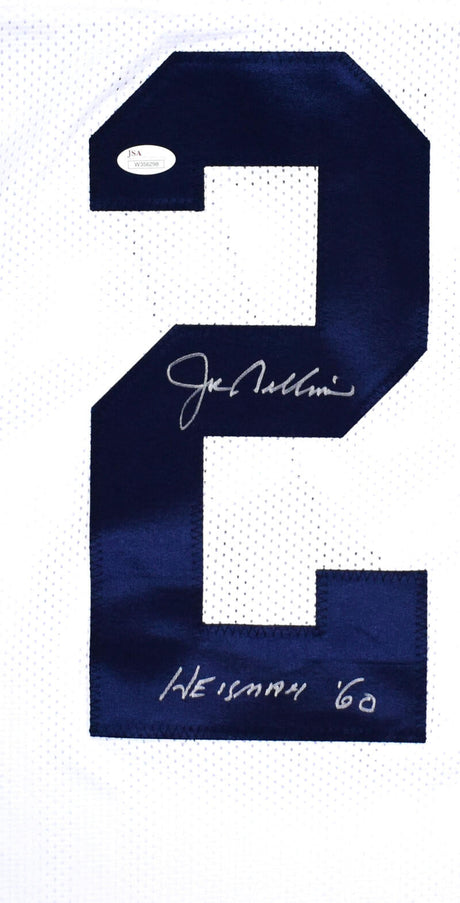 Joe Bellino Autographed White College Style Jersey W/Heisman- JSA W *Silver Image 2