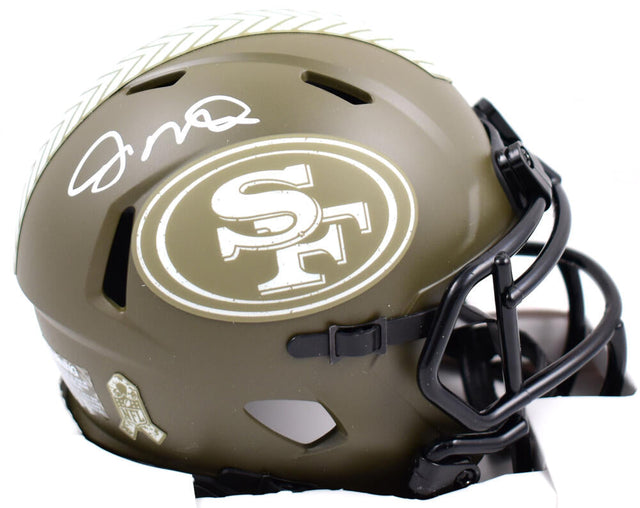 Joe Montana Autographed San Francisco 49ers Salute to Service Speed Mini Helmet- Beckett Hologram *White Image 1