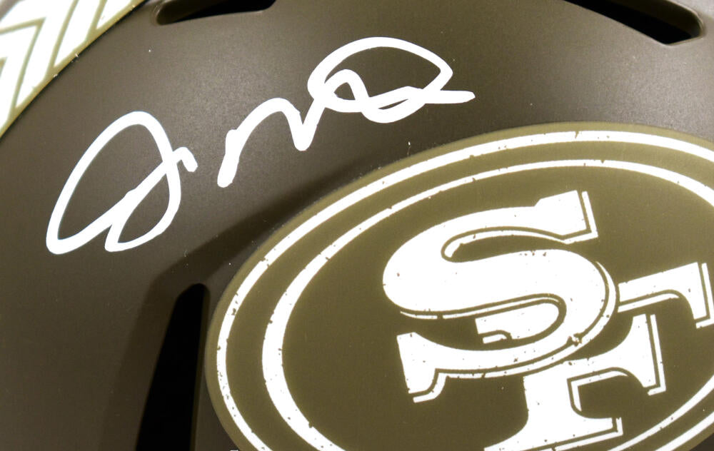 Joe Montana Autographed San Francisco 49ers Salute to Service Speed Mini Helmet- Beckett Hologram *White Image 2