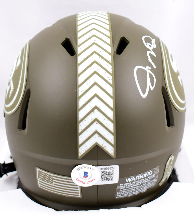 Joe Montana Autographed San Francisco 49ers Salute to Service Speed Mini Helmet- Beckett Hologram *White Image 3