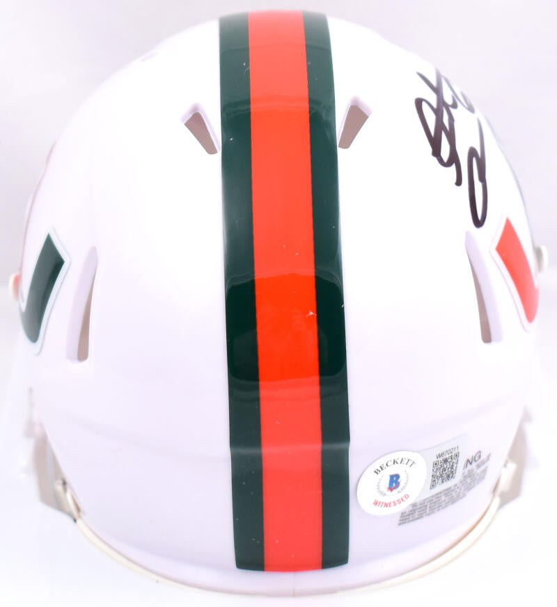 Santana Moss Autographed Miami Hurricanes Speed Mini Helmet-Beckett W Hologram *Black Image 3