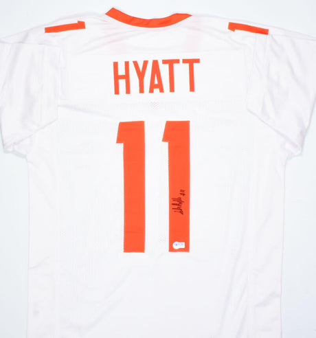 Jalin Hyatt Autographed White College Style Jersey- Beckett W Hologram *Black Image 1