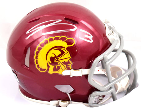 Jordan Addison Autographed USC Trojans Speed Mini Helmet- Beckett W Hologram *Silver Image 1