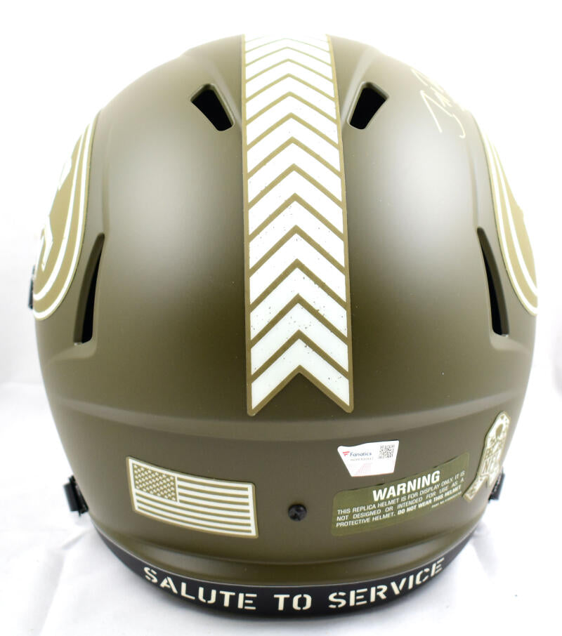 Jerry Rice Autographed San Francisco 49ers F/S Salute to Service Speed Helmet - Fanatics *Gold Image 3