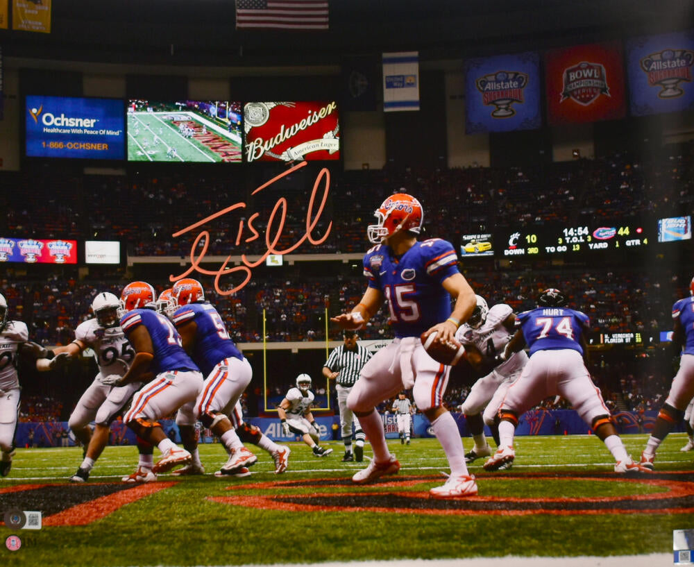 Tim Tebow Autographed Florida Gators 16x20 Passing Photo- Beckett W Hologram *Orange Image 1