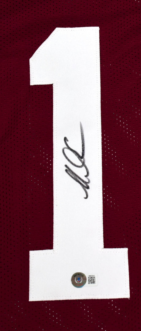 Mike Evans Autographed Maroon College Style Jersey - Beckett W Hologram *Black Image 2