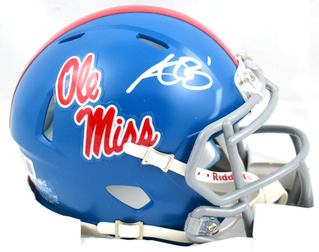 A.J. Brown Autographed Ole Miss Rebels Speed Mini Helmet- Beckett W Hologram *White Image 1