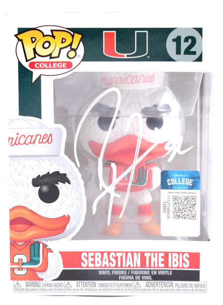 Ray Lewis Autographed Miami Hurricanes Funko Pop Figurine #12- Beckett W Hologram *White Image 1