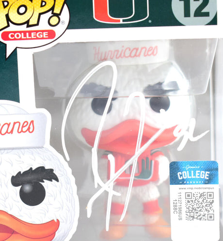 Ray Lewis Autographed Miami Hurricanes Funko Pop Figurine #12- Beckett W Hologram *White Image 2